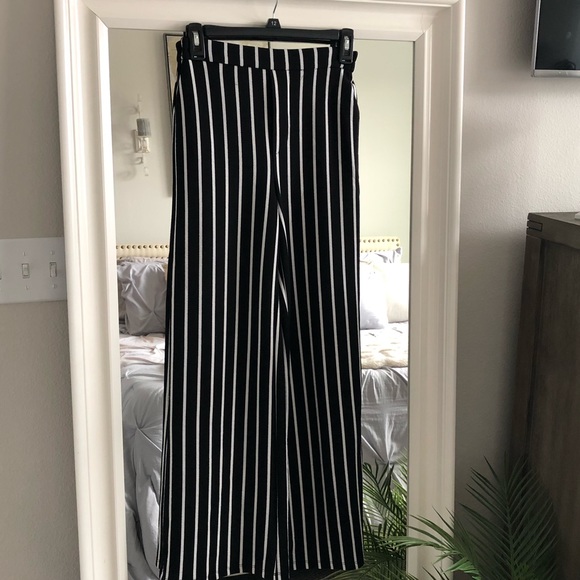 Striped wide leg pants with pockets SZ S - Picture 7 of 10